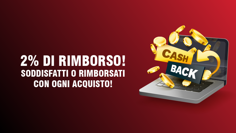 D'ora in poi 2% di cashback per ogni acquisto presso di noi!