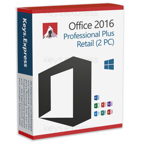 Microsoft Office 2016 Pro Plus Retail Key (2 PC)