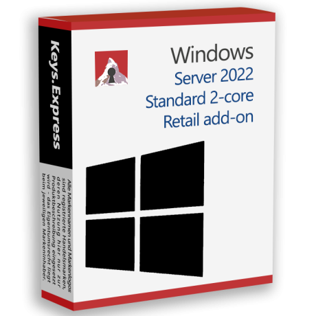 Microsoft Server 2022 Standard 2-core Retail add-on Key