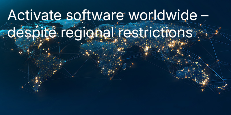 How can regional restrictions on software activations be avoided from anywhere in the world?