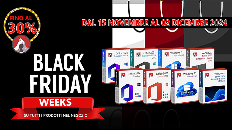 Le settimane del Black Friday – Fino al 30% di sconto su tutti i prodotti!