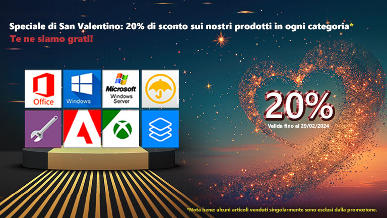 Promozione esclusiva per San Valentino con uno sconto del 20%